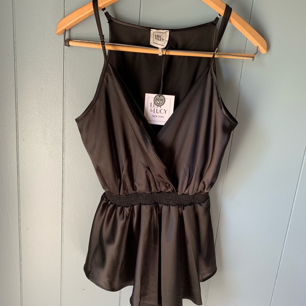 Black silky peplum  top